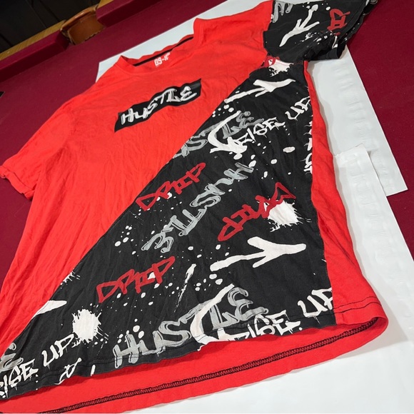 Hustle GS-115 RED Grafitti Art T-Shirt black Splatter Street Hip Hop Drip Men XL - Picture 2 of 9